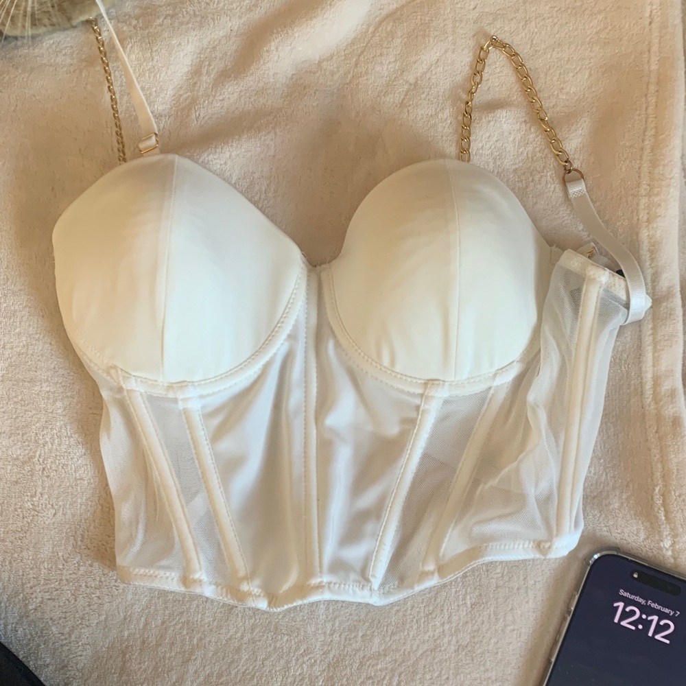 Forever 21 Cream Bustier with Chain Straps